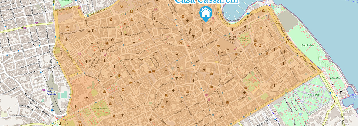 where to stay in palermo, map of historic center