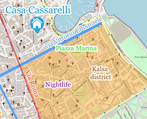 accomodation in kalsa district palermo