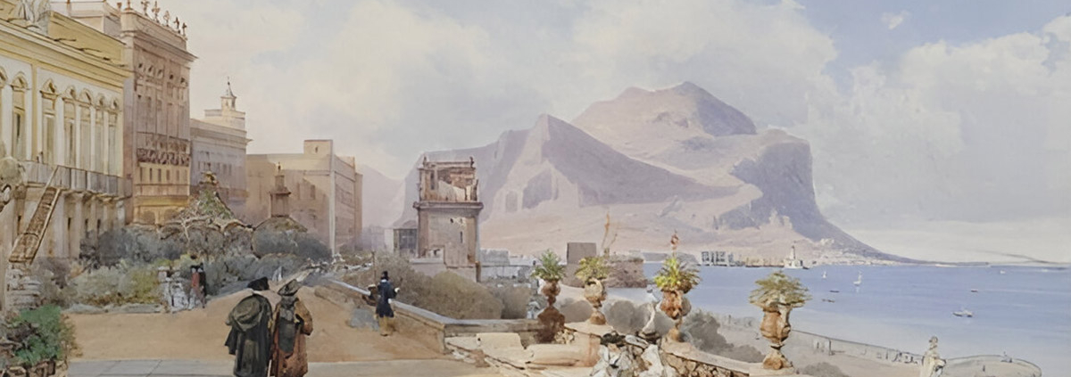 ancient walls, old portrait of palermo by the sea