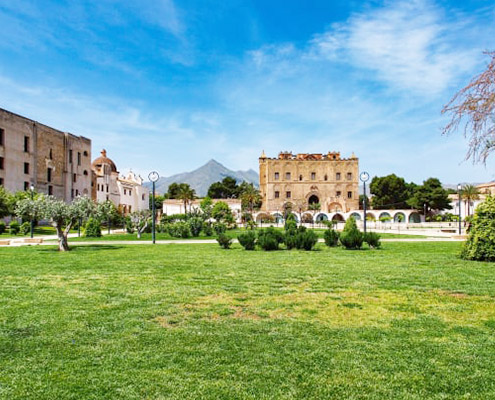 Zisa Castle in Palermo, iconic area and district